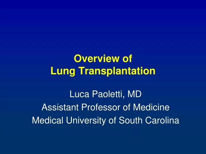 overview of lung transplantation