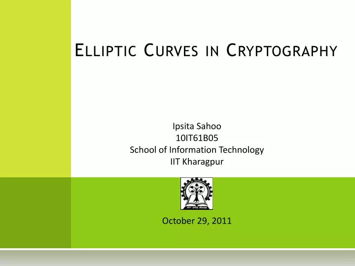 elliptic curves in cryptography