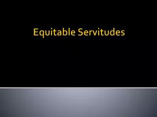Equitable Servitudes