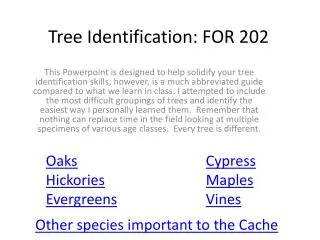 Tree Identification: FOR 202