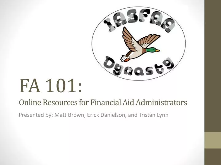 fa 101 online resources for financial aid administrators