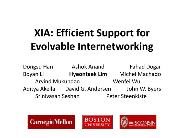 xia efficient support for evolvable internetworking