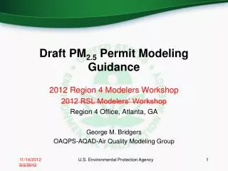 Draft PM 2.5 Permit Modeling Guidance
