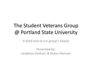 The Student Veterans Group @ Portland State University
