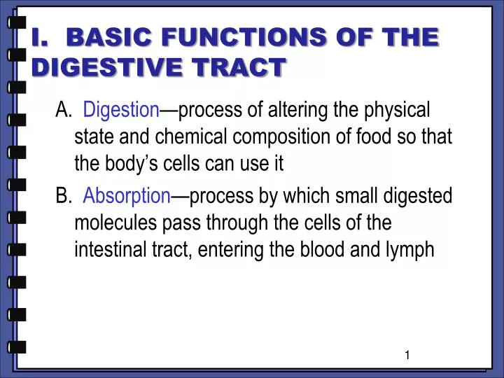 i basic functions of the digestive tract
