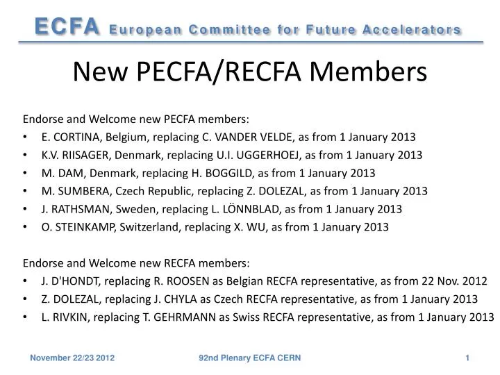 new pecfa recfa members
