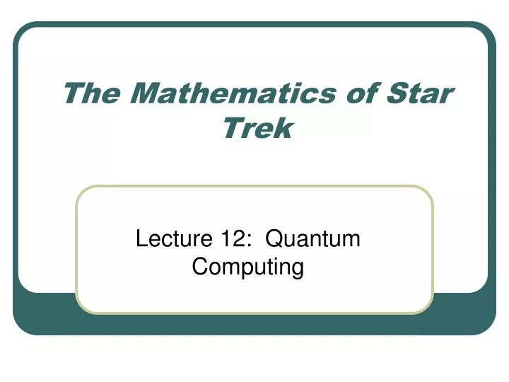 the mathematics of star trek