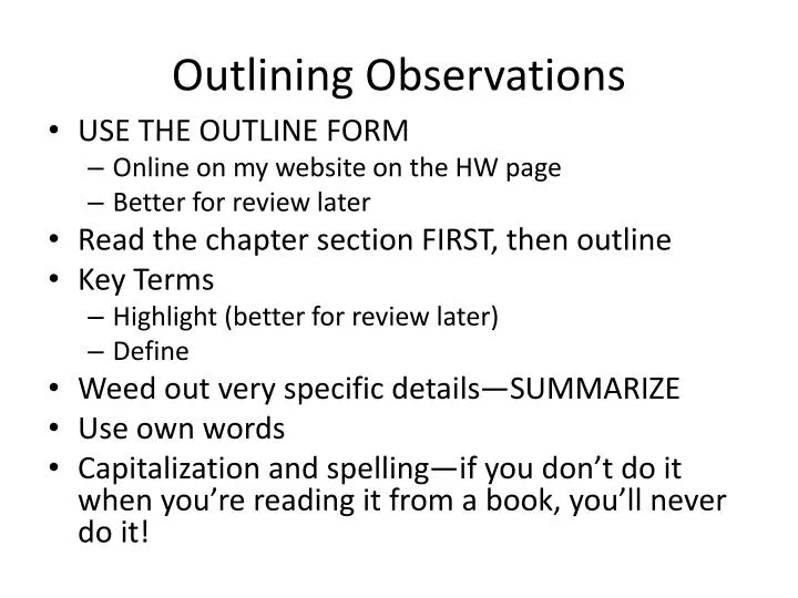 outlining observations