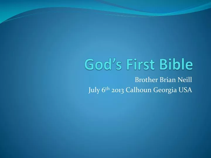 god s first bible