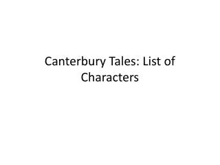 Canterbury Tales: List of Characters