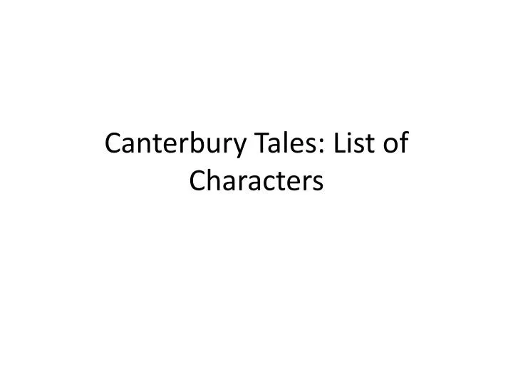 canterbury tales list of characters