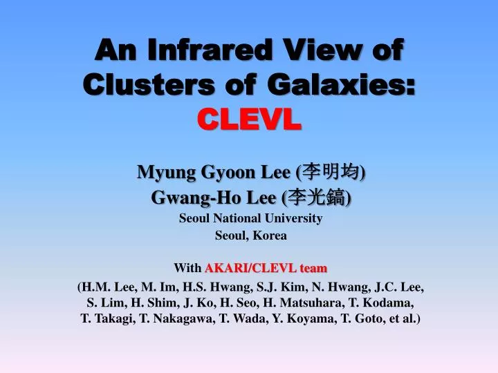 an infrared view of clusters of galaxies clevl