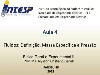 f sica geral e experimental ii prof ms alysson cristiano beneti
