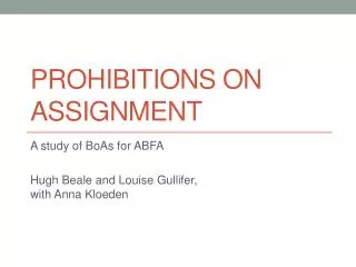 Prohibitions on assignment