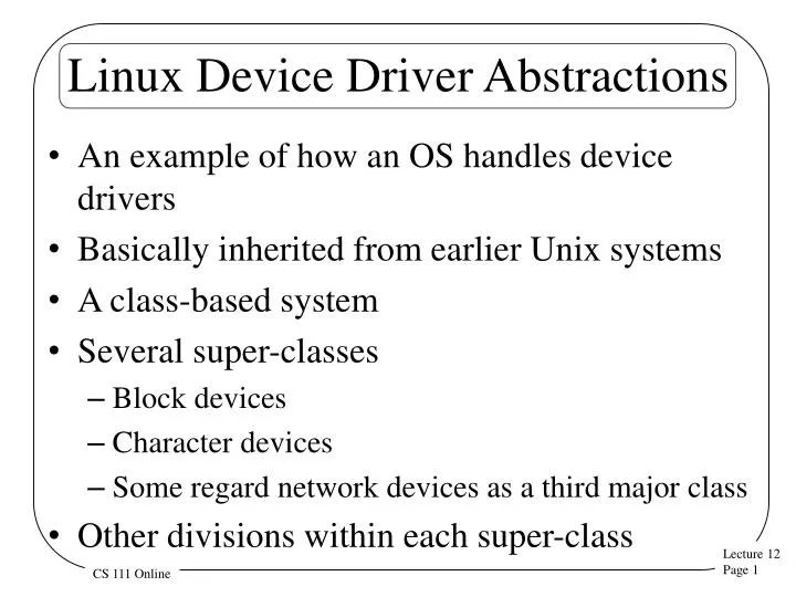 linux device driver abstractions
