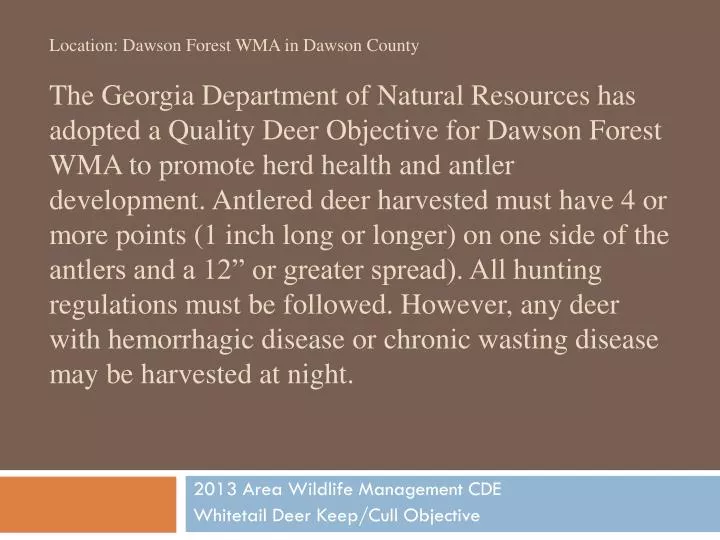 2013 area wildlife management cde whitetail deer keep cull objective