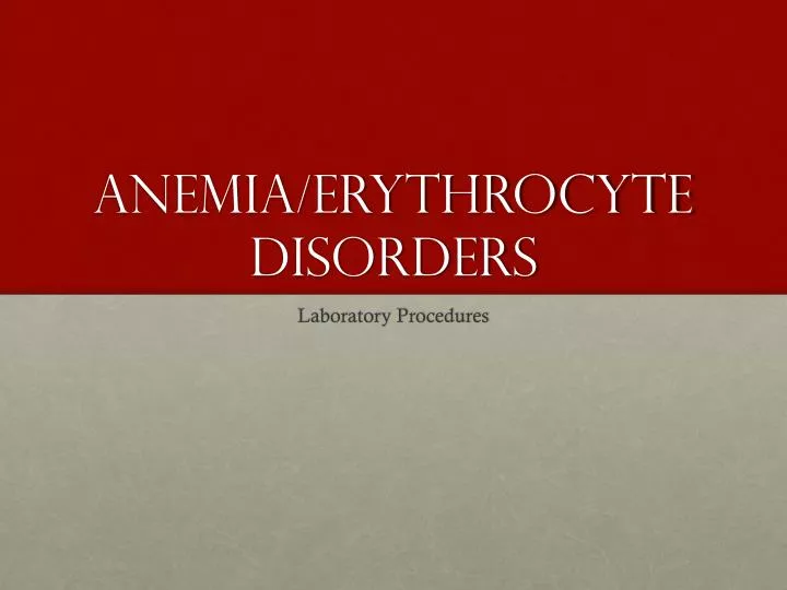 anemia erythrocyte disorders