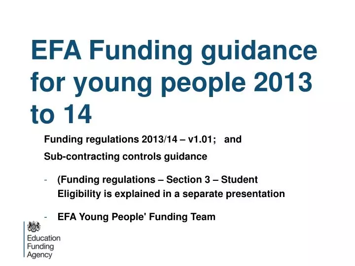 efa funding guidance for young people 2013 to 14
