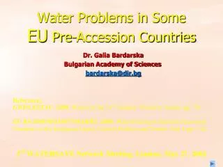 Water Problems in Some EU Pre-Accession Countries