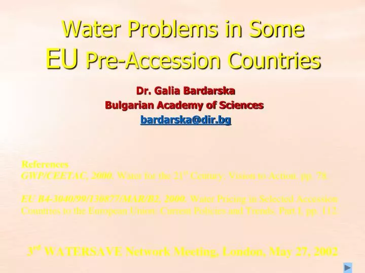 water problems in some eu pre accession countries