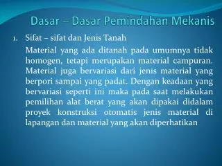 dasar dasar pemindahan mekanis