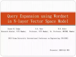 Query Expansion using Wordnet in N-layer Vector Space Model