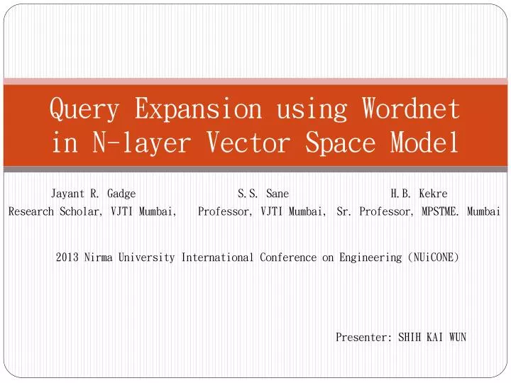 query expansion using wordnet in n layer vector space model