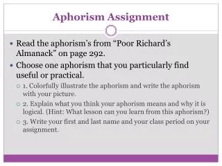 Aphorism Assignment