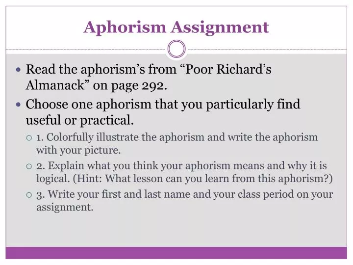 aphorism assignment