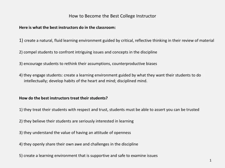 how to become the best college instructor