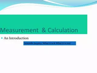 Measurement &amp; Calculation