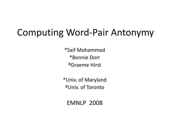 computing word pair antonymy
