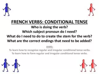 AIMS: To learn how to recognise regular and irregular conditional tense verbs.