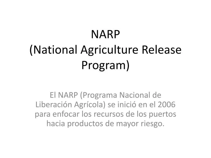 narp national agriculture release program