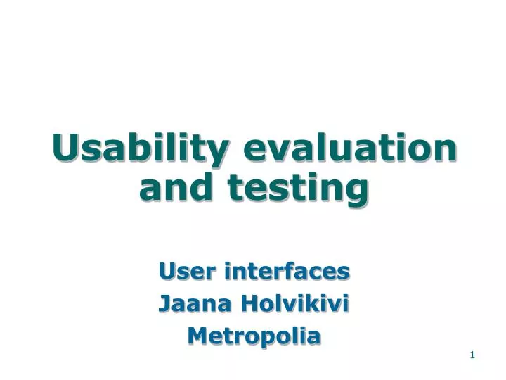 usability evaluation and testing