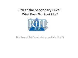 RtII at the Secondary Level: What Does That Look Like?