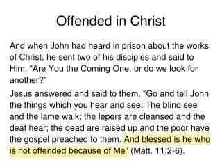 Offended in Christ