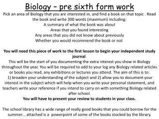 Wider Reading in Biology