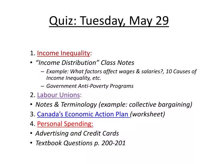 There will be a quiz over all of part 1 on Monday. - ppt download