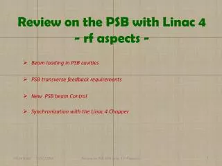 Review on the PSB with Linac 4 - rf aspects -