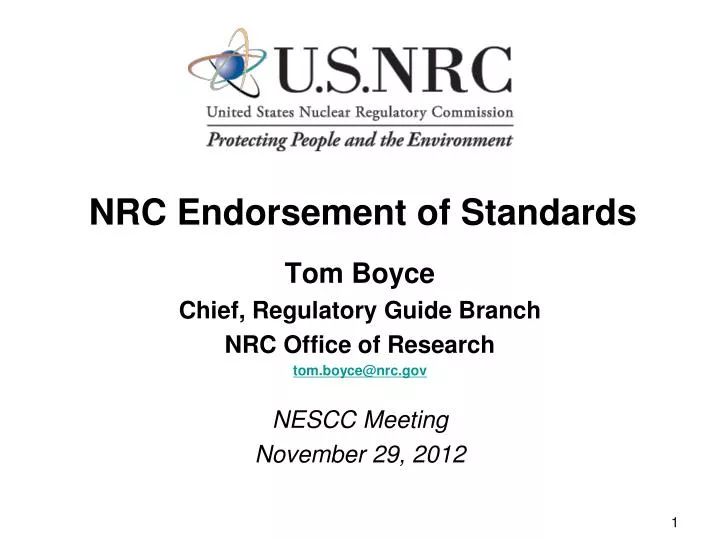 nrc endorsement of standards