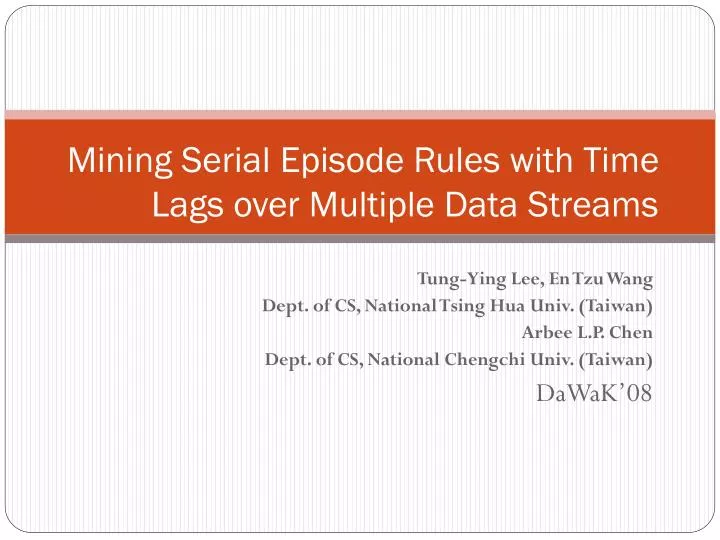 mining serial episode rules with time lags over multiple data streams