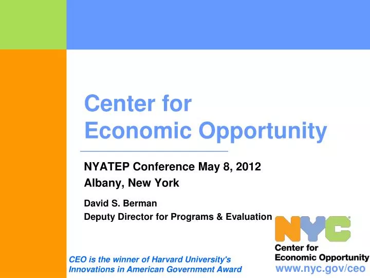 center for economic opportunity