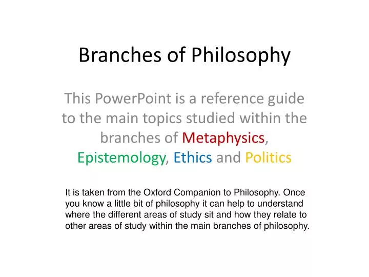 branches of philosophy
