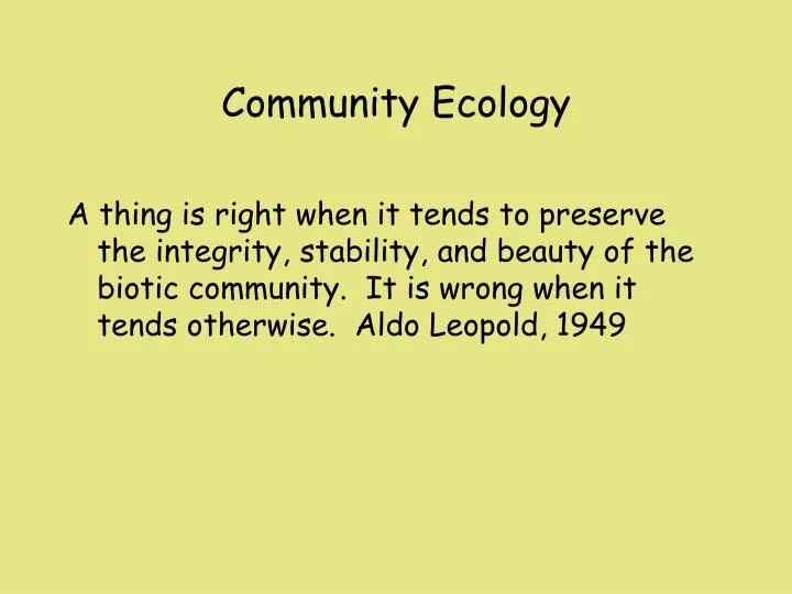 community ecology