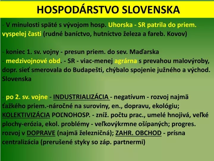 hospod rstvo slovenska