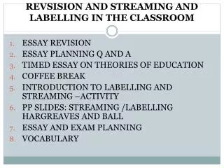 REVSISION AND STREAMING AND LABELLING IN THE CLASSROOM