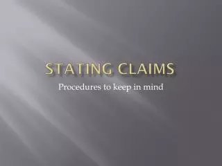 Stating Claims