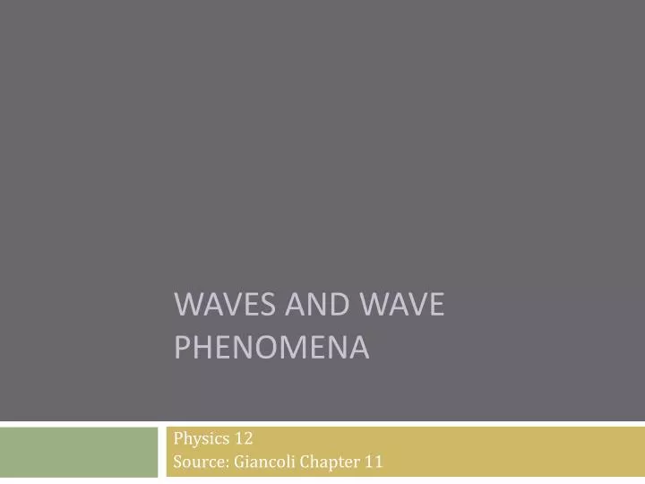 waves and wave phenomena