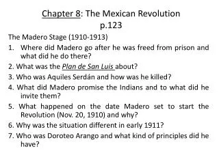 Chapter 8 : The Mexican Revolution p.123